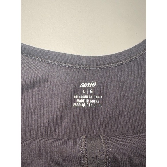 NWT Aerie Cropped Tank Top Gray Ribbed Sleeveless Henley Top Women's Size Large - Picture 3 of 6